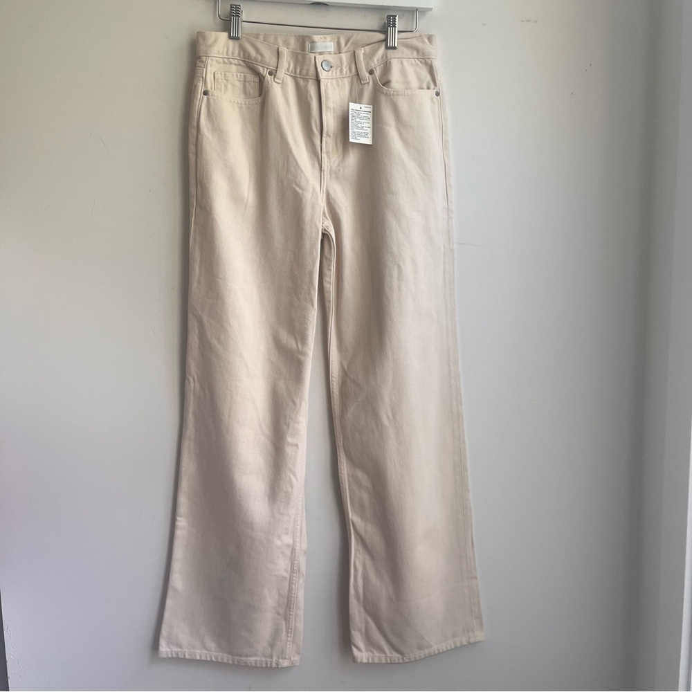 Uniqlo Straight Wide Leg Cream Jeans